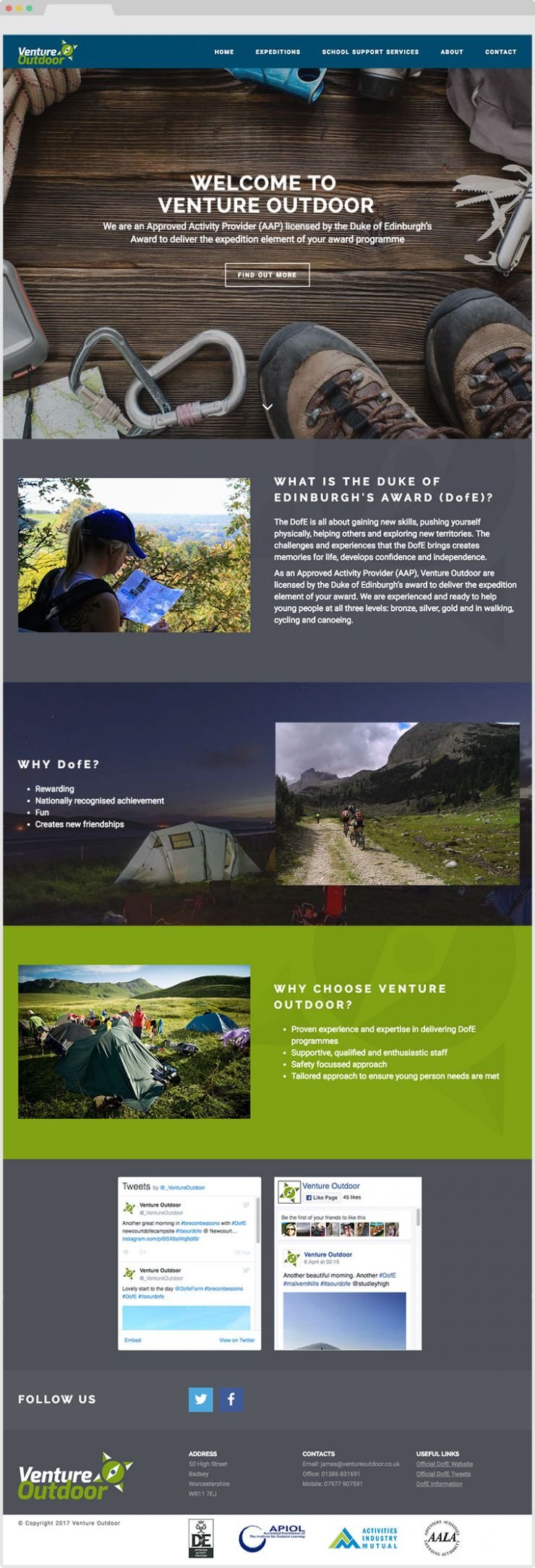Venture Outdoor Website Homepage