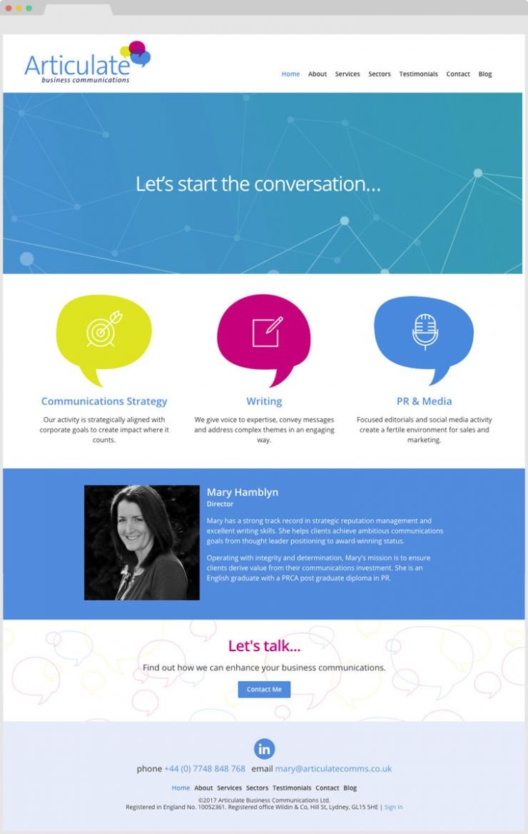 Articulate Business Communications Website Homepage